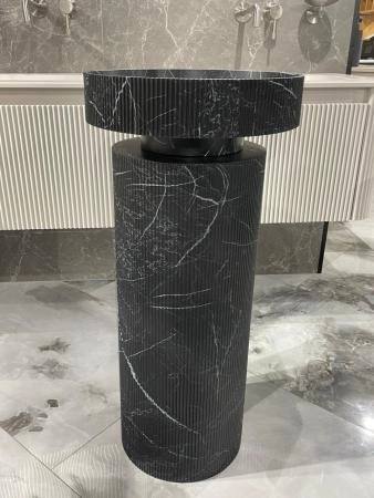 Раковина накладная Boheme рифленая SOLE Corian 400*130 Nero Marquina 801-R-NM