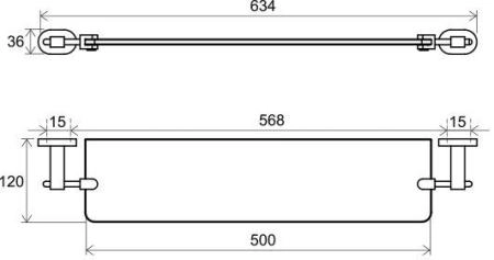 Полка Ravak Chrome CR 500.00 X07P195 64 см стеклянная