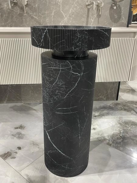 Раковина накладная Boheme рифленая SOLE Corian 400*130 Nero Marquina 801-R-NM