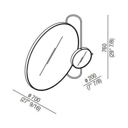 Agape Revolving Moon Зеркало подвесное 76x70x20 см, овальное, цвет: Черное