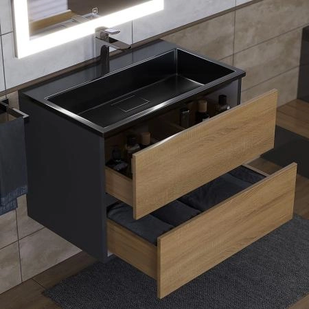 Раковина для ванной Uperwood Barsa 70 см, черная глянцевая
