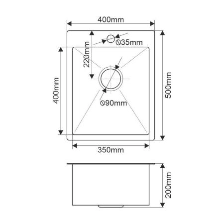Мойка R4050H MELANA ProfLine 3,0/200 САТИН врезная квадратная R4050H