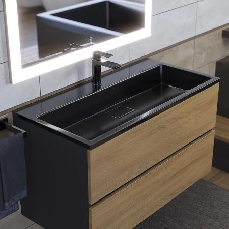 Раковина для ванной Uperwood Barsa 90 см, черная глянцевая