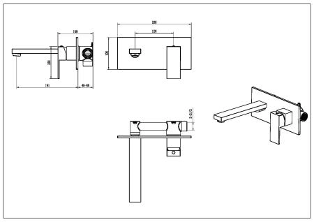 Смеситель для умывальника Boheme из стены Qubic Shine Gun Metal 475-SGM