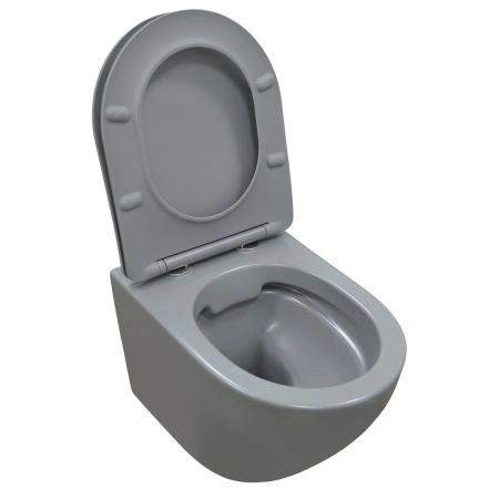 Унитаз подвесной Azario Grado 370х490х370 безободковый, с быстросъемныйм сидением микролифт, серый матовый (AZ-0046 SP MDG)