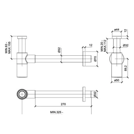 Almar Mixers Сифон для раковины, цвет: никель брашированный