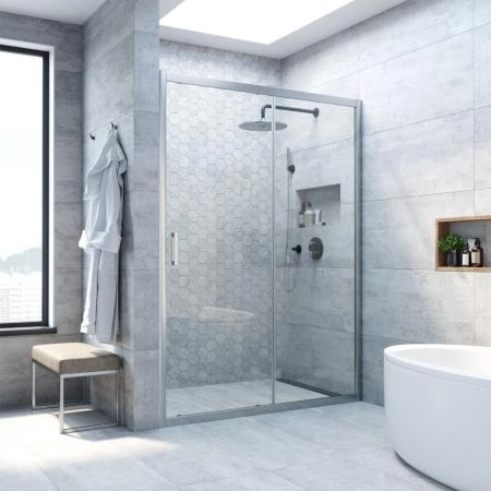 Душевая дверь Vegas-glass ZP NOVO h2000 100 07 01, профиль матовый хром, стекло прозрачное