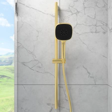 Душевая стойка VitrA Core Square A4591725EXP с ручным душем без смесителя брашированное золото