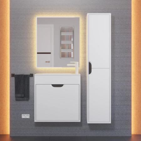 Тумба под раковину для ванной Uperwood Modul 60 см, подвесная, матовая, белая/графит