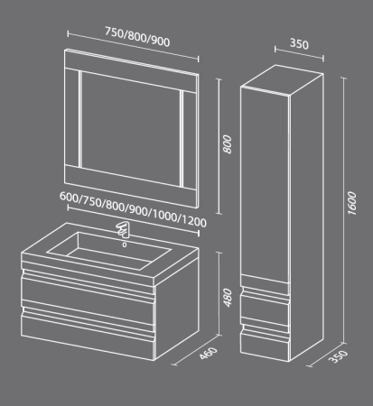 Пенал SANVIT Тема 35 подвесная Белый