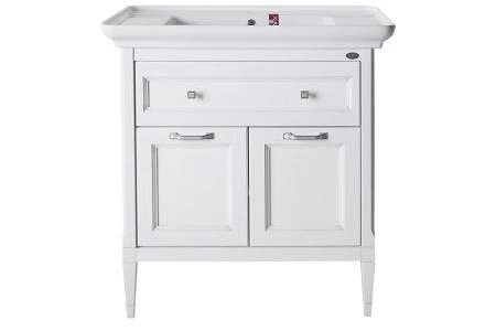 Тумба под раковину ASB-Woodline Гранда 85 Белый (патина серебро)