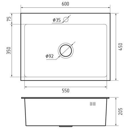 Кухонная мойка GranFest 6045, графит