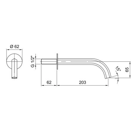 Fantini Venezia Излив для раковины 20см., настенный, цвет: Matt Copper PVD