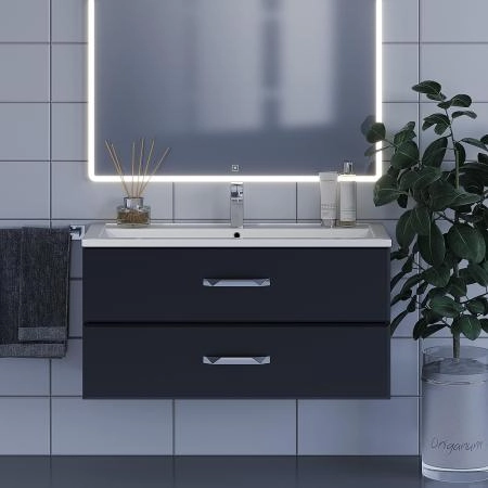 Тумба под раковину для ванной Uperwood Foster 100 см, подвесная, черная