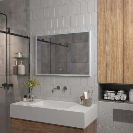 Зеркало Континент Frame white standart 1000x700 ЗЛП2 с подсветкой