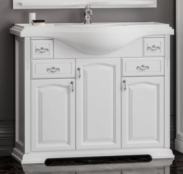 Тумба под раковину Opadiris РИСПЕКТО 100 Белый матовый с фурнитурой хром