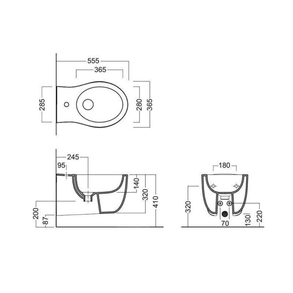 Биде Hatria LeFiabe Y1A9 подвесное 36,5x55,5