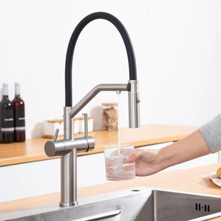 Смеситель GAPPO G4399-85 для кухни с гибким изливом и подключением фильтра, сатин