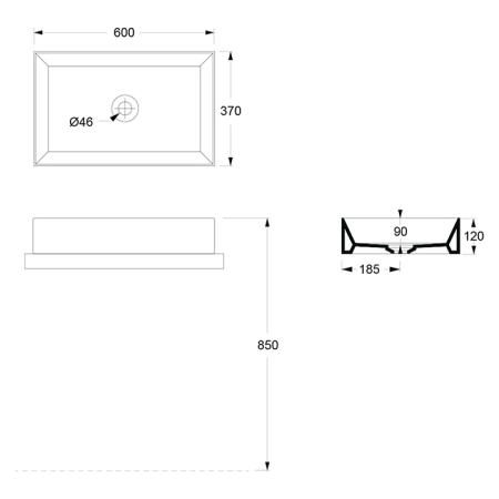 Alice Spy Rectangular Раковина 60x38х12см., накладная, без отв., цвет: белый глянцевый