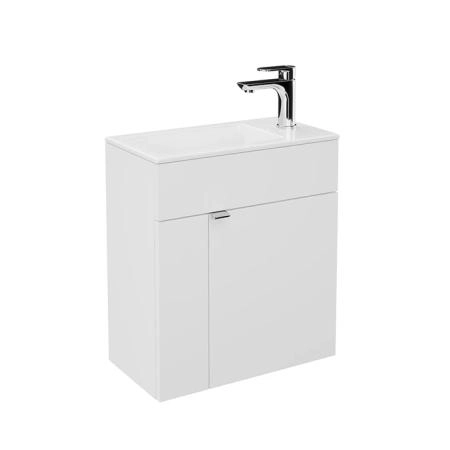 Kerama Marazzi Lato Тумба подвесная с раковиной, 49.5х27х55см., с дверцей, цвет: белая глянцевая