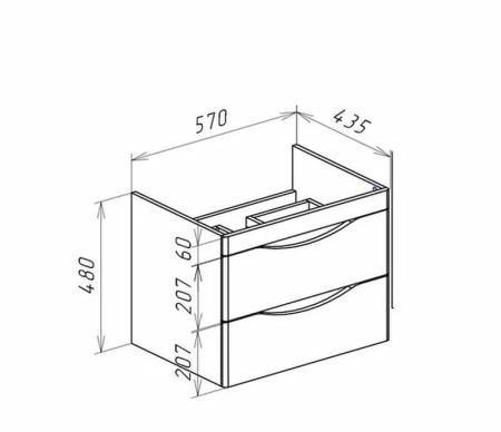 Тумба под раковину Bellezza Санриса 60 подвесная с 2 ящ. (Стрим) белая
