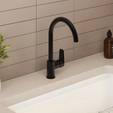 Смеситель VitrA Flow Soft  A4341936EXP с поворотным изливом однорычажный матовый черный латунь