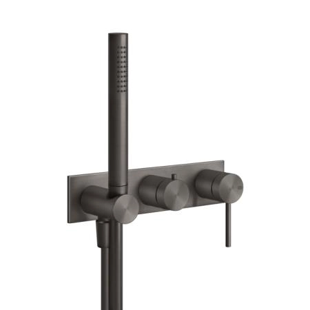GESSI 316 Встраиваемый смеситель для ванны, автомат переключатель ванна-душ, держатель неподвижный (внешняя часть), цвет: brushed black metal pvd