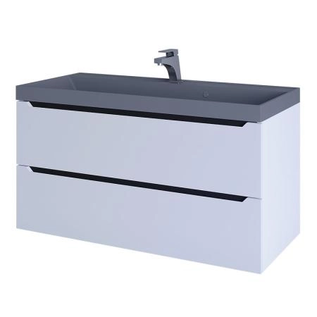 Тумба с раковиной для ванной Uperwood Tanos-Classic Quartz 100 см, белая графит/бетон
