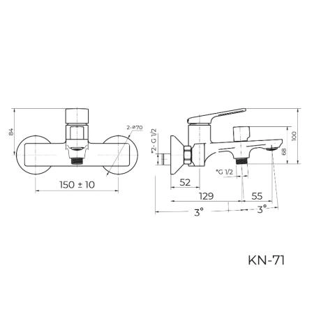 Смеситель KNOTLOR VIGOR KN-71, хром