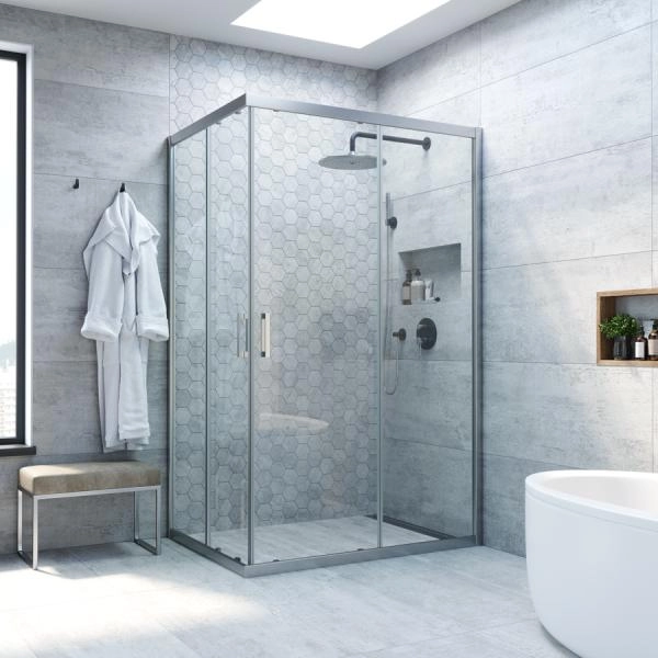 Душевой уголок Vegas-glass ZA-F NOVO h2000 80*70 07 01, профиль матовый хром, стекло прозрачное