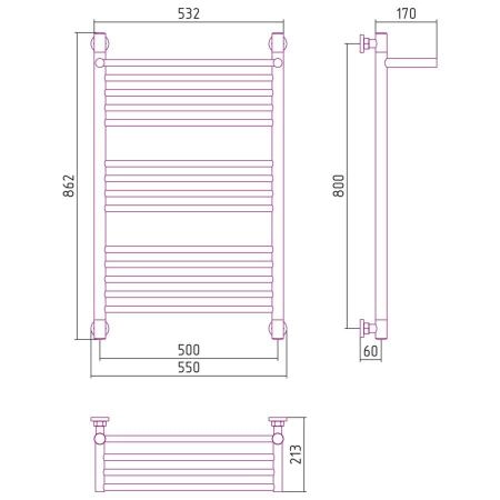 Полотенцесушитель Сунержа Богема+ 550x862 водяной