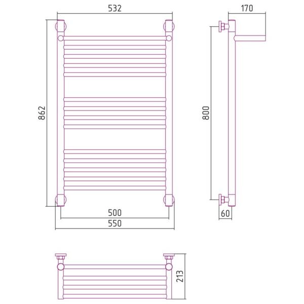 Полотенцесушитель Сунержа Богема+ 550x862 водяной
