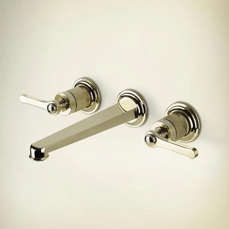 Gessi Venti20 Смеситель для раковины настенный, встраиваемый, двухвентильный, излив 201 мм., внешняя часть, цвет: Brass PVD