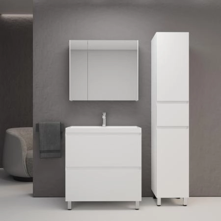 Тумба напольная Style Line Манхэттен 80 ЭМАЛЬ под ASTI 80 2 ящика PLUS белый матовый