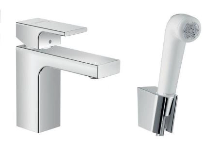 Hansgrohe 71216000 Vernis Shape Смеситель для раковины 92 мм, с гигиеническим душем, шланг 1600 м, хром