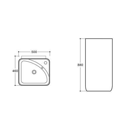 Раковина Vincea VBS-2P202, 500*460*880, напольная, цвет белый фарфор