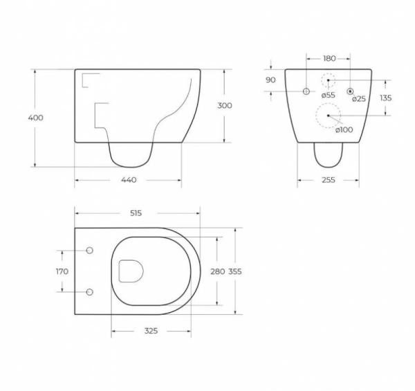 Чаша подвесного унитаза BELBAGNO MARINO BB105CHR безободковый