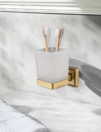 Стакан для зубных щеток с держателем WONZON & WOGHAND ROMA, Бронза (WW-7221)