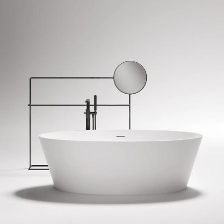 Gruppo Treesse Alma Ванна отдельностоящая 175х80х55 см, с сливом-переливом и сифоном, Solid Surface, цвет: белый матовый