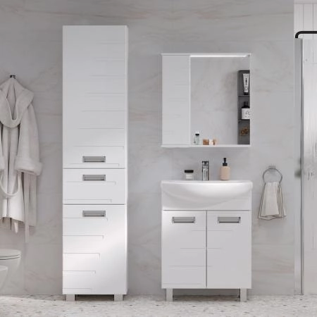 Зеркало-шкаф с LED подсветкой Volna Joli 60 левое (белый)