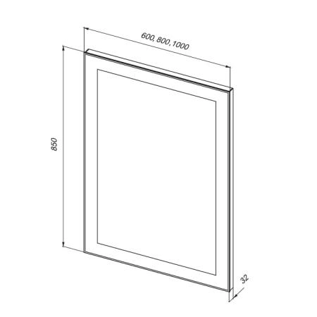 Зеркало Dreja Kvadro с LED подсветкой 1000х850 инфракрасный выключатель