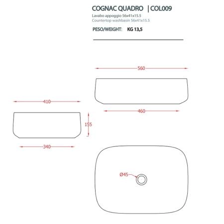 Artceram Cognac Раковина 56х41 см, без отв., накладная, цвет: denim
