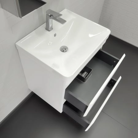 Тумба с раковиной Comforty Енисей-60П2 00-00021337 подвесная белый глянец с раковиной 4460