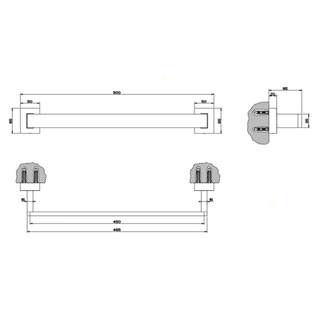Gessi Rettangolo Ручка опорная 45см для ванны или душа, подвесной, цвет: хром