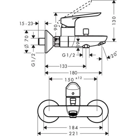 Смеситель Hansgrohe Logis E 71403000 для ванны, хром