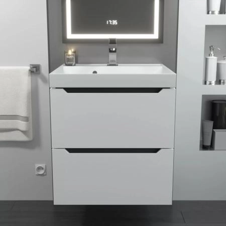 Тумба под раковину для ванной Uperwood Tanos 50 см, подвесная, белая/графит