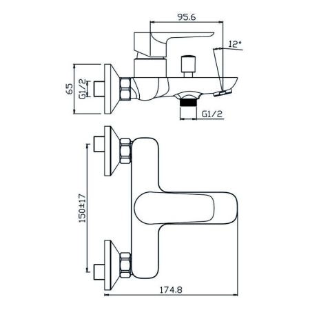 Смеситель OLIVES Barros 22201BR для ванны,хром