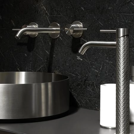Gessi 316 Раковина 40 см, без отв., для установки на столешницу, без перелива, нержавеющая сталь, цвет: Steel brushed