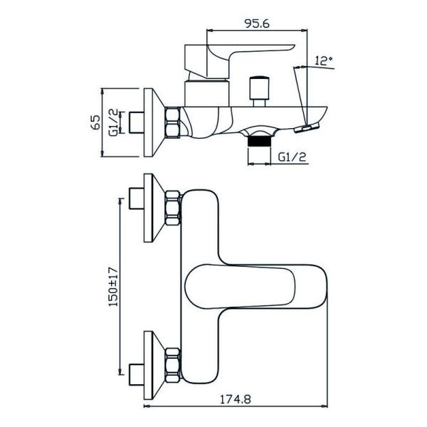 Смеситель OLIVES Barros 22201BR для ванны,хром