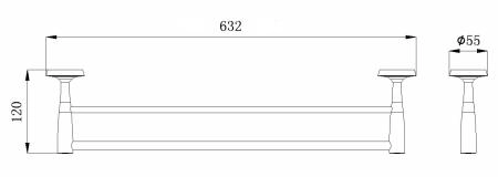 Полотенцедержатель двойной 60 см RUSH Balearic (BA39532)
